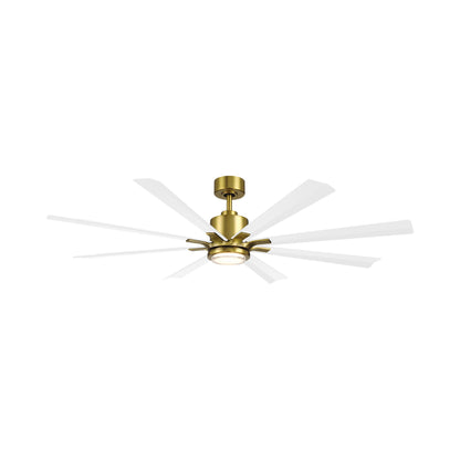 Size Matters Outdoor Ceiling Fan in Soft Brass/Matte White (65-Inch/Light Kit Included).