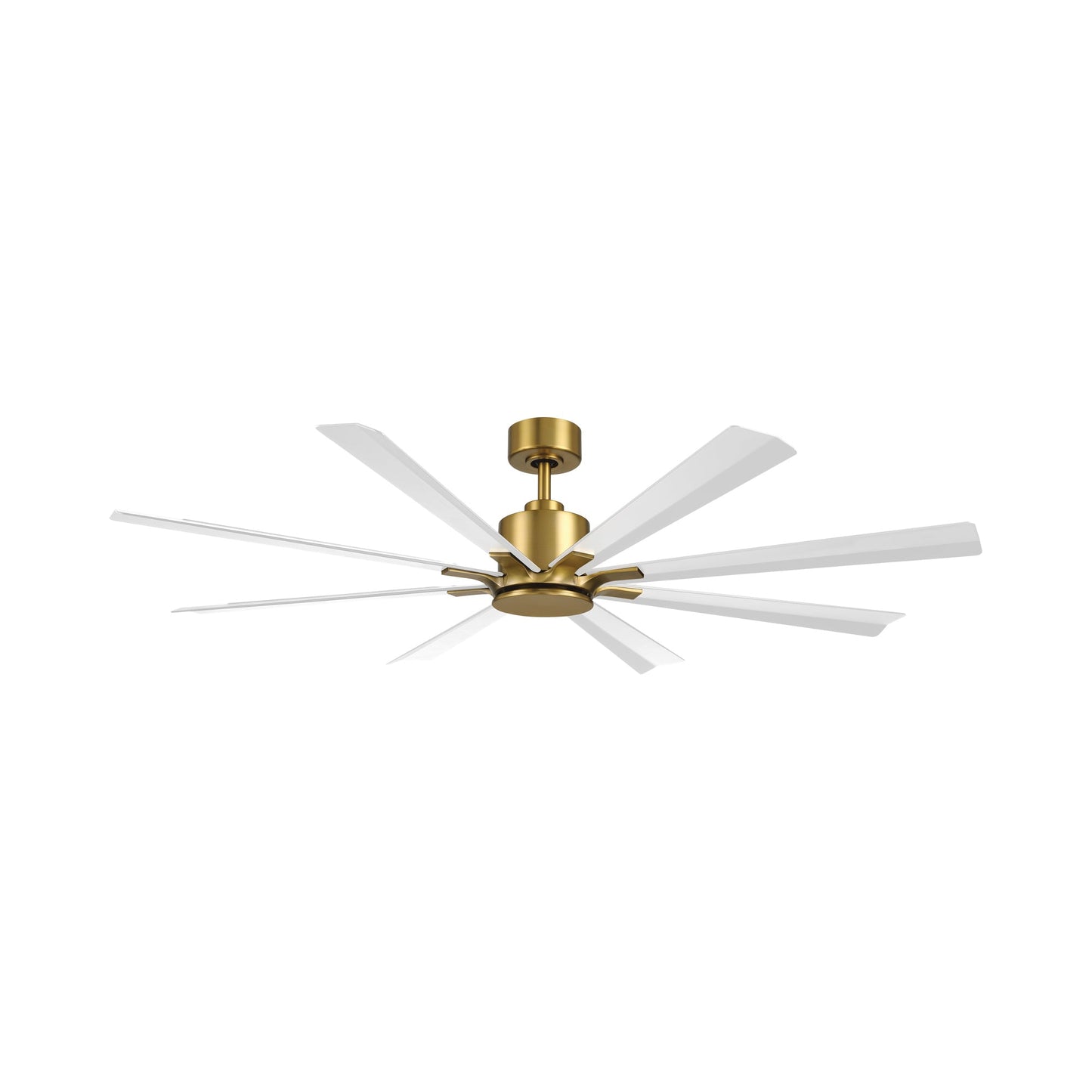Size Matters Outdoor Ceiling Fan in Soft Brass/Matte White (65-Inch/Light Kit Not Included).