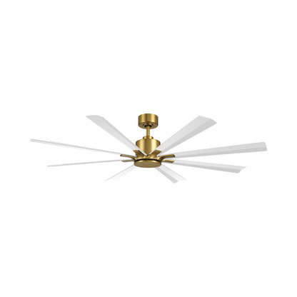 Size Matters Outdoor Ceiling Fan in Soft Brass/Matte White (65-Inch/Light Kit Not Included).