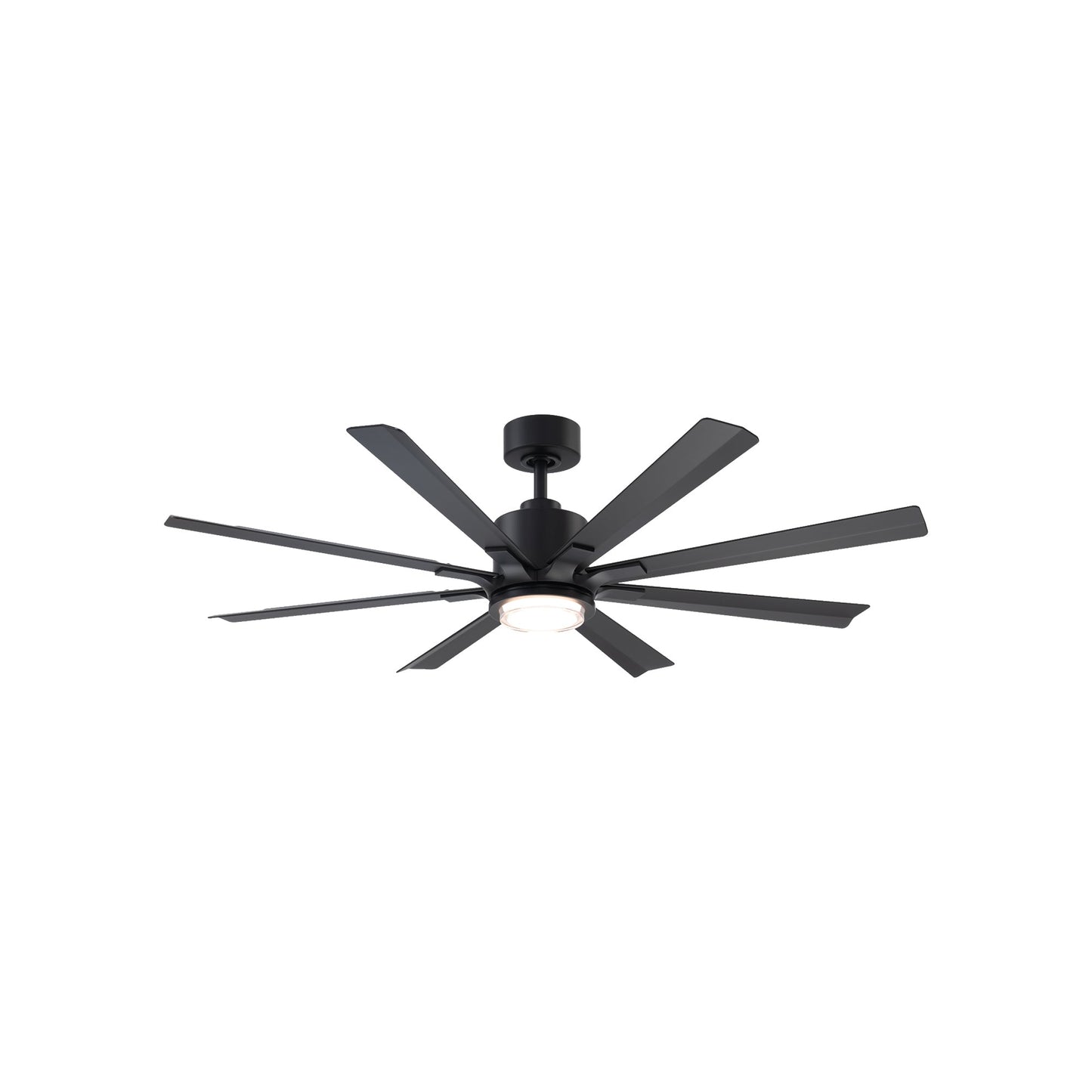 Size Matters Outdoor Ceiling Fan in Matte Black (56-Inch/Light Kit Included).
