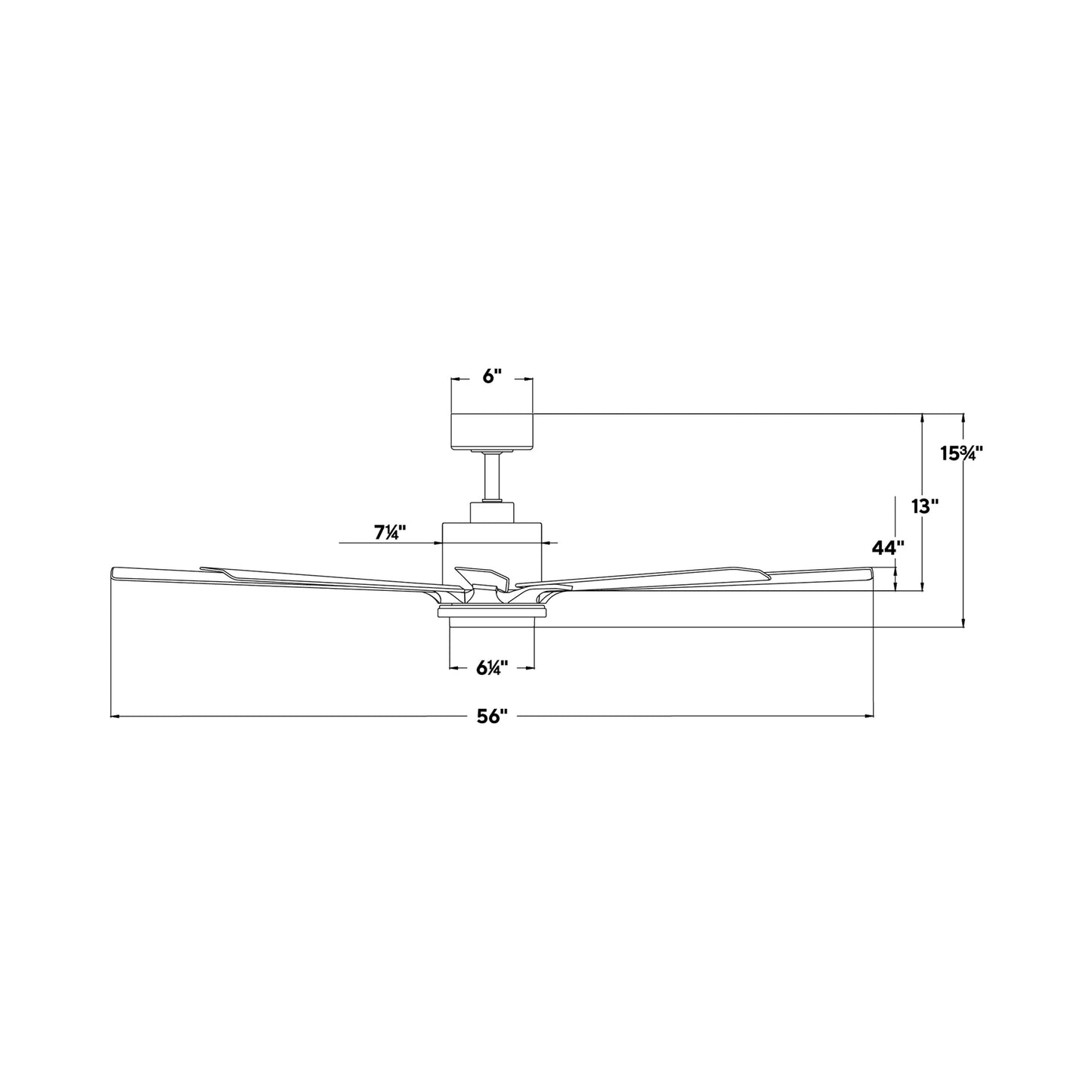 Size Matters Outdoor Ceiling Fan - line drawing.