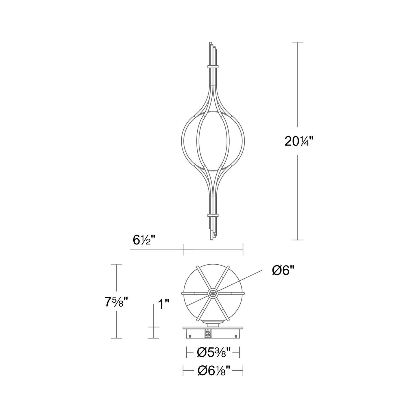 Skyla LED Wall Light - line drawing.