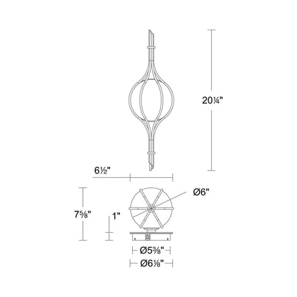 Skyla LED Wall Light - line drawing.