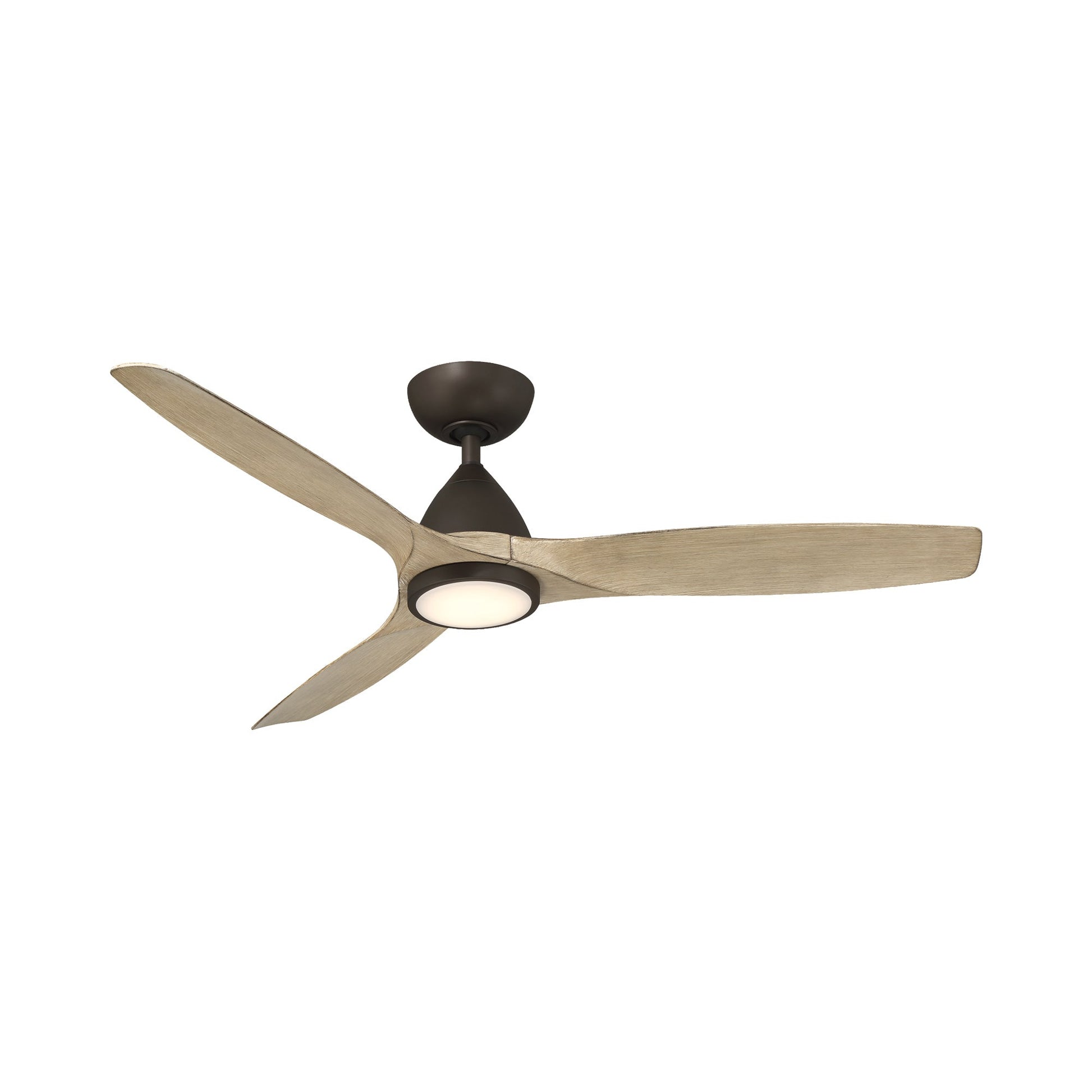 Skylark Outdoor LED Ceiling Fan in Bronze/White Oak (54-Inch).