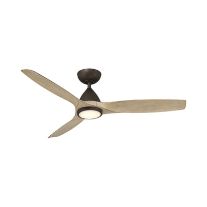 Skylark Outdoor LED Ceiling Fan in Bronze/White Oak (54-Inch).