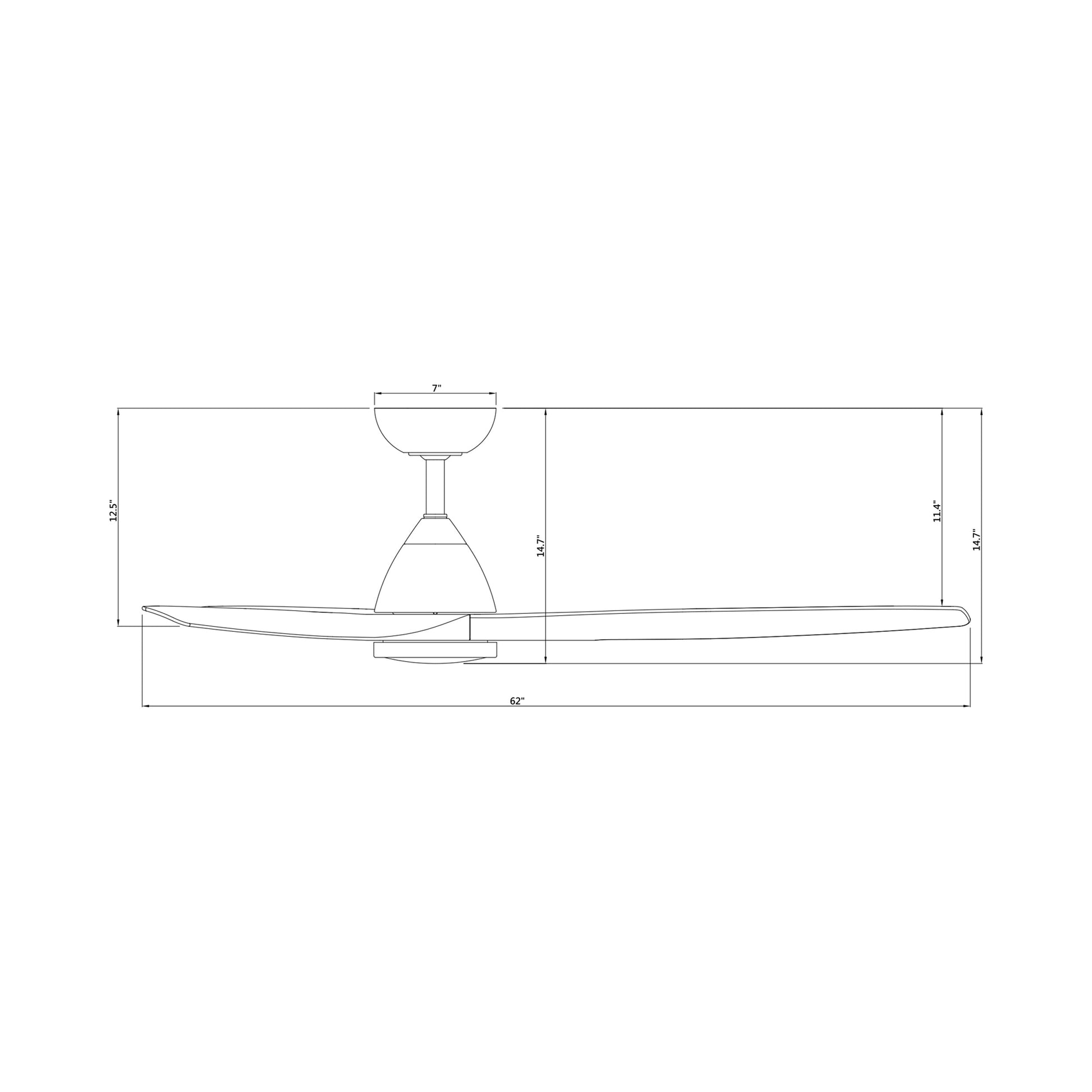 Skylark Outdoor LED Ceiling Fan - line drawing.