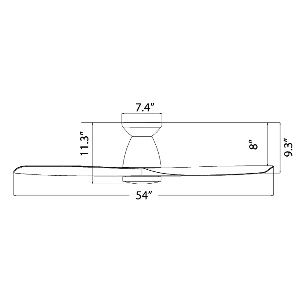 Skylark Outdoor LED Flush Mount Ceiling Fan - line drawing.