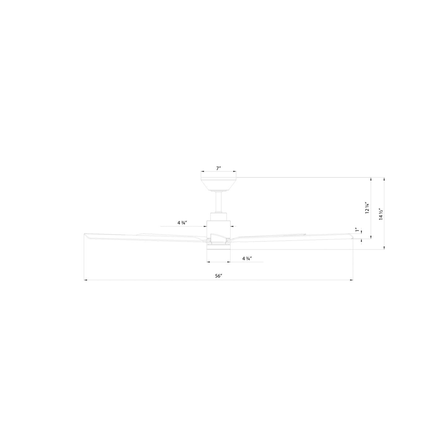 Smooth 5 LED Ceiling Fan - line drawing.