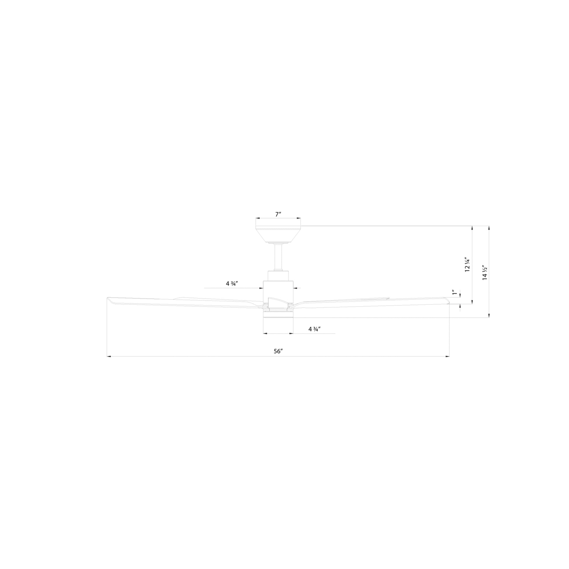 Smooth 5 LED Ceiling Fan - line drawing.