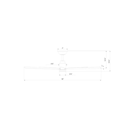 Smooth 5 LED Ceiling Fan - line drawing.