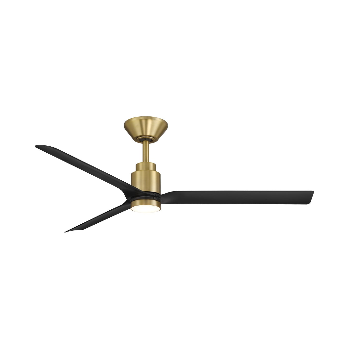 Smooth LED Ceiling Fan in Soft Brass/Matte Black.