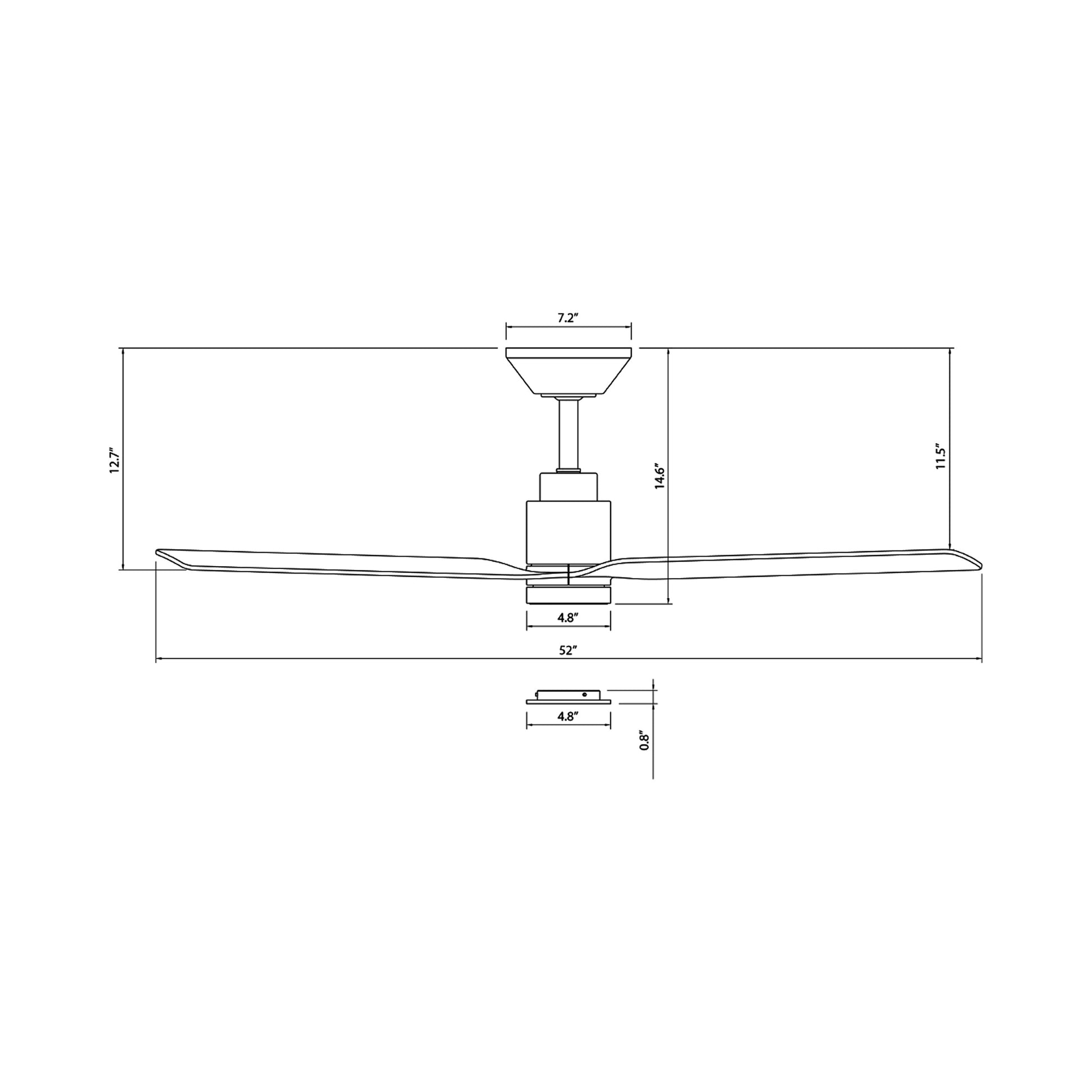 Smooth LED Ceiling Fan - line drawing.