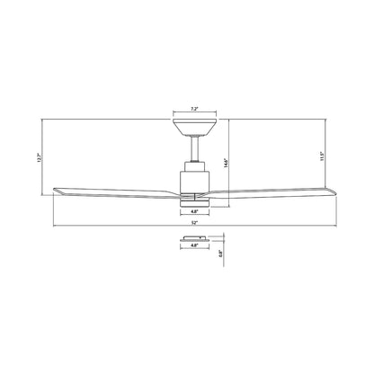 Smooth LED Ceiling Fan - line drawing.