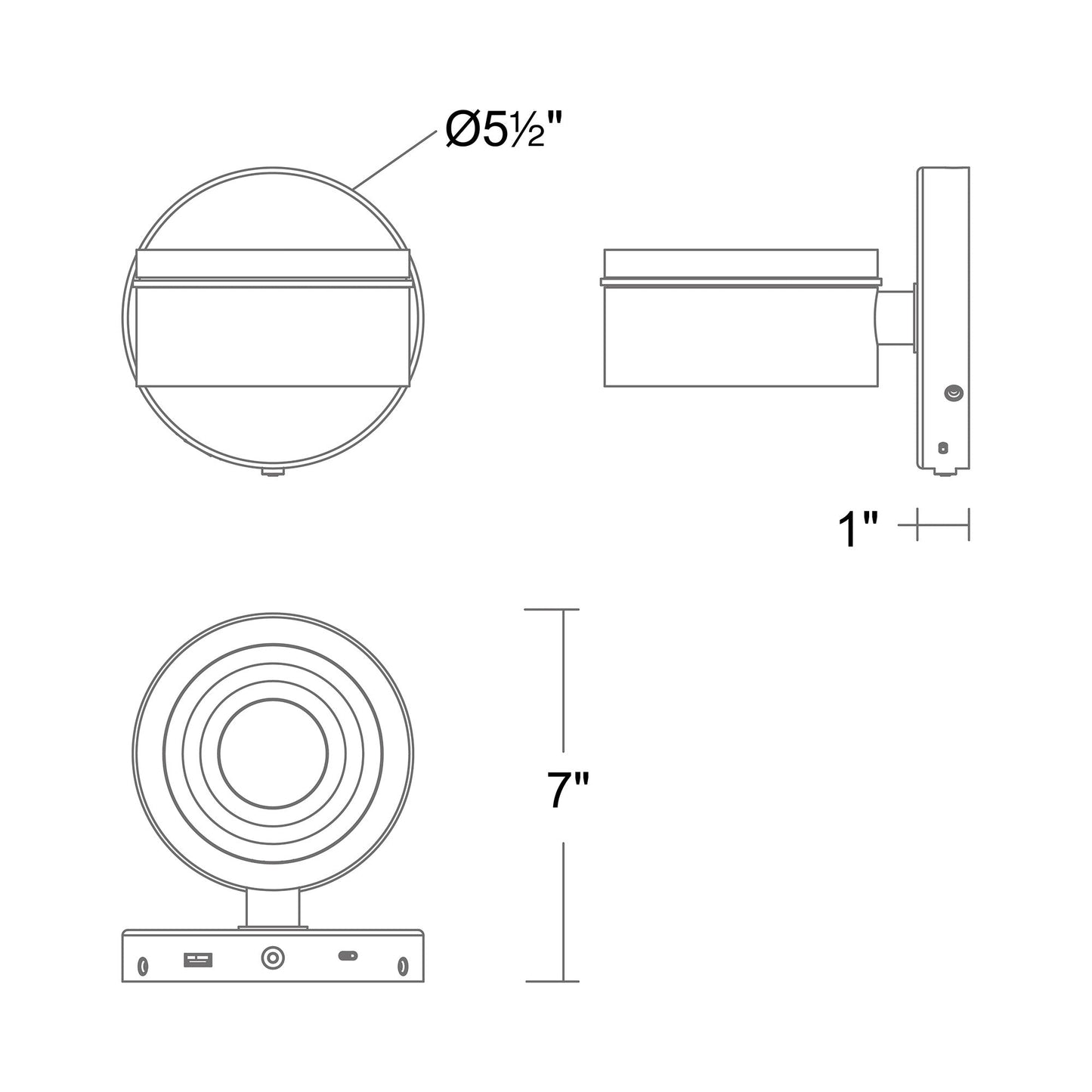 Sorin LED Picture Light - line drawing.