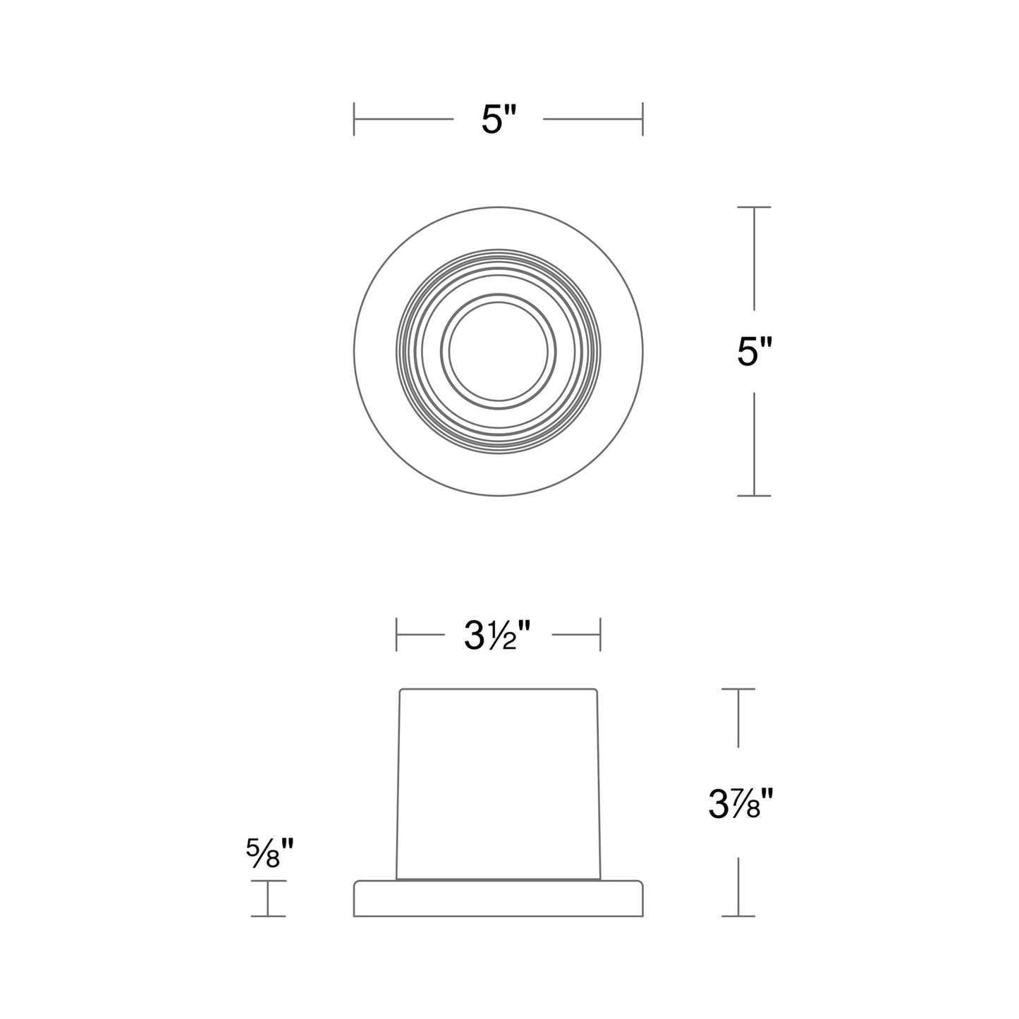 Squat Outdoor LED Flush Mount Light - line drawing.