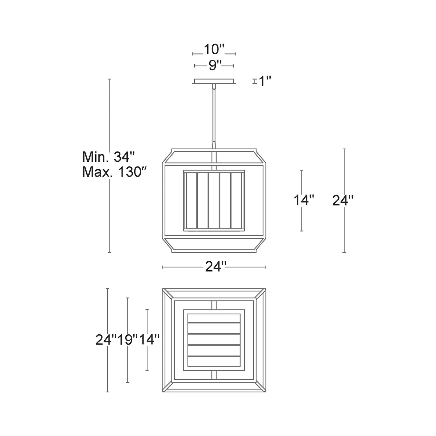 Sylvester LED Pendant Light - line drawing.