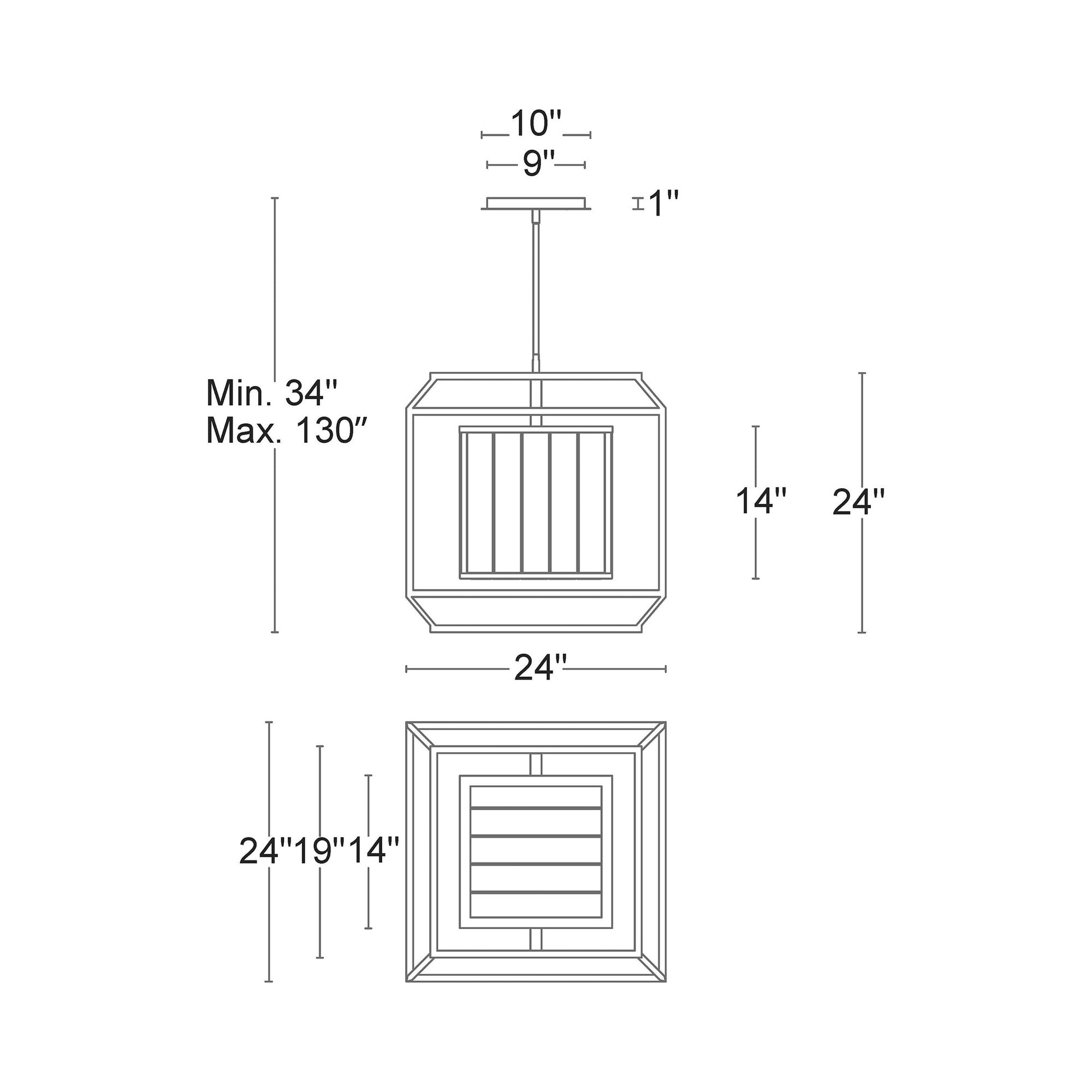 Sylvester LED Pendant Light - line drawing.