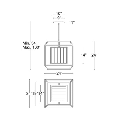 Sylvester LED Pendant Light - line drawing.