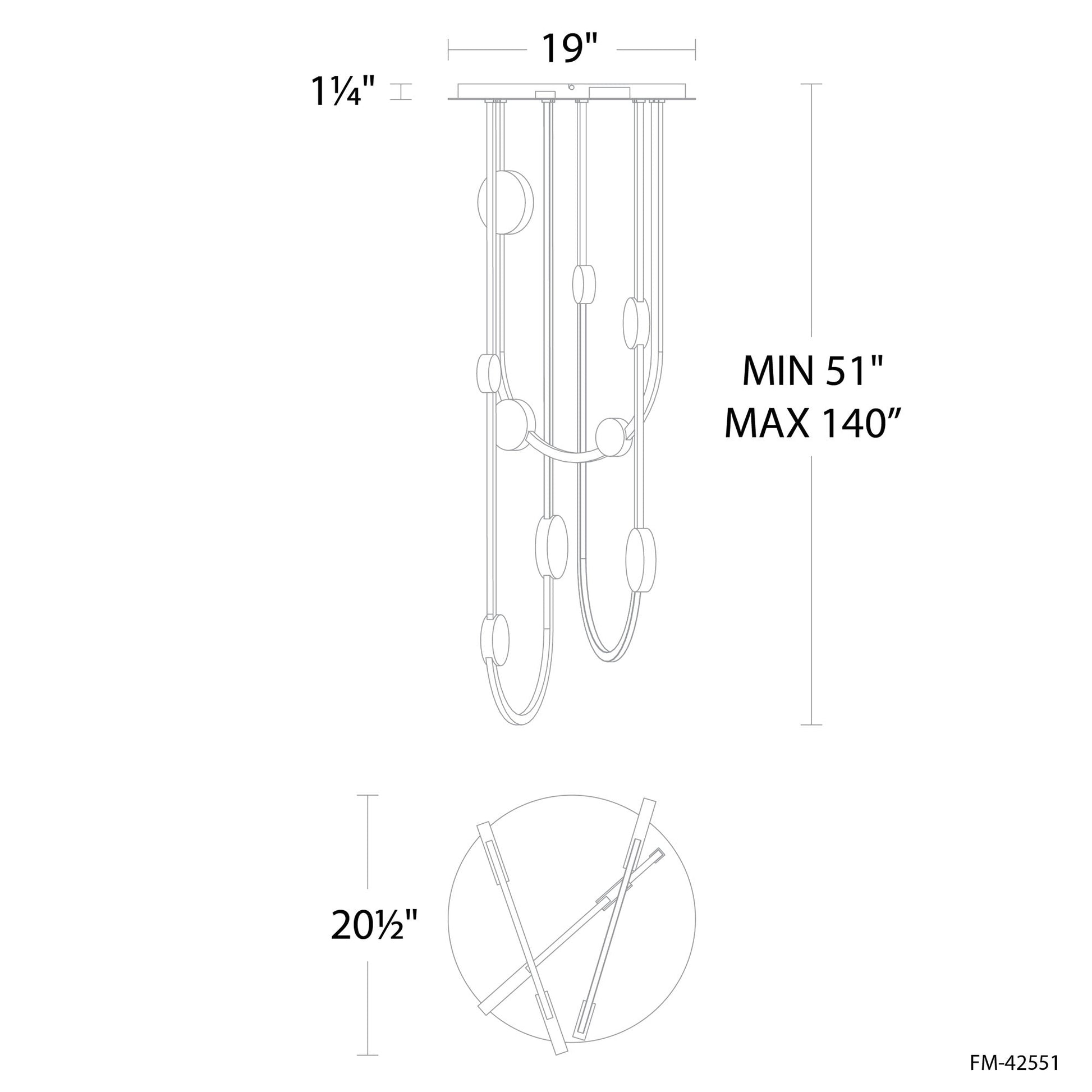 Tableau LED Flush Mount Ceiling Light - line drawing.