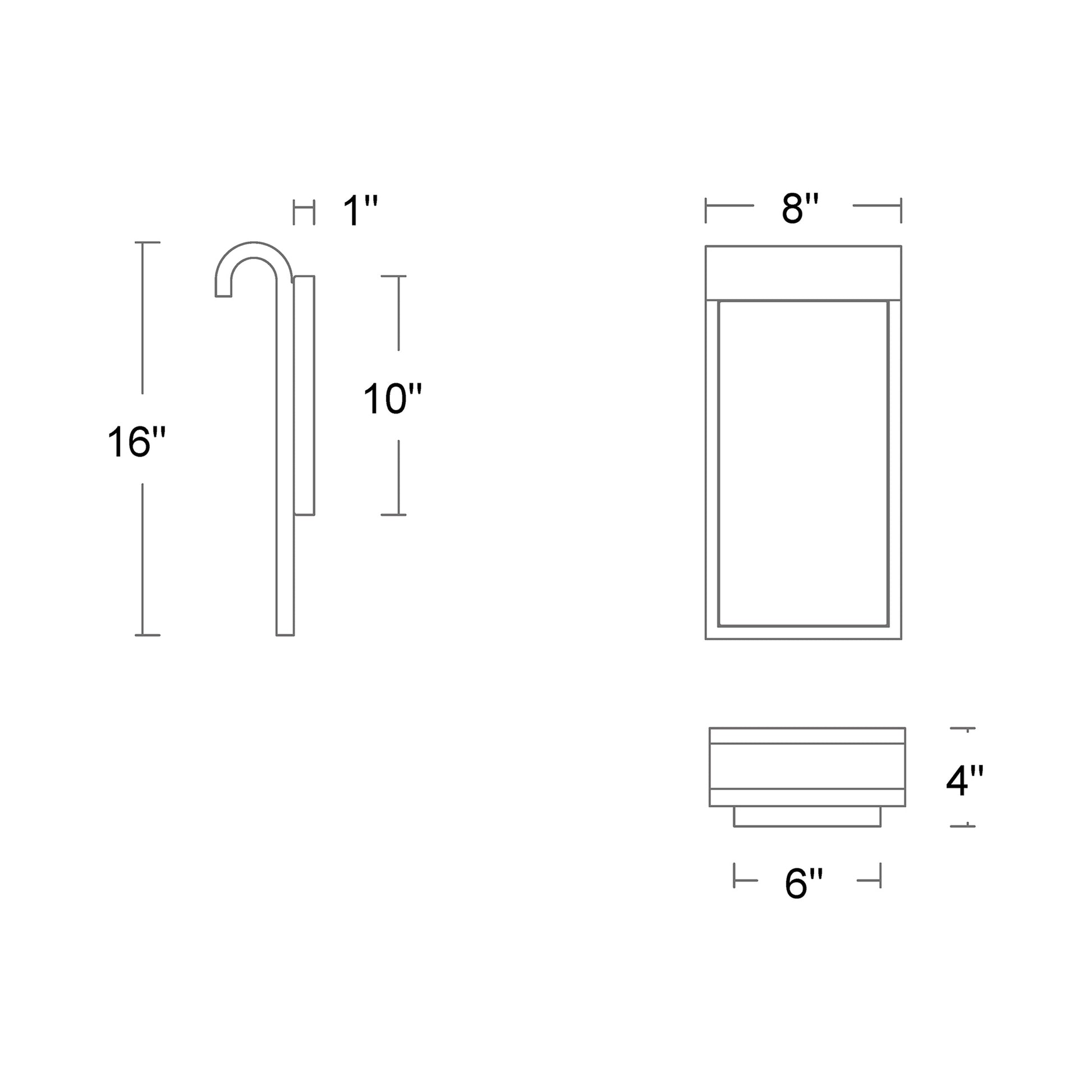Takonic Outdoor LED Wall Light - line drawing.