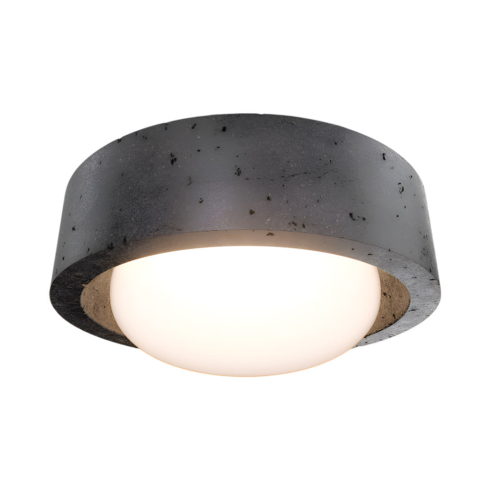 Tane LED Flush Mount Ceiling Light in Basalt Stone/Black.