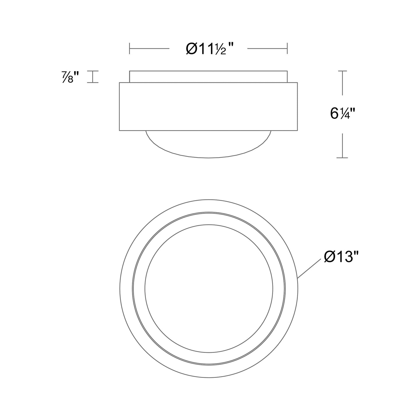 Tane LED Flush Mount Ceiling Light - line drawing.