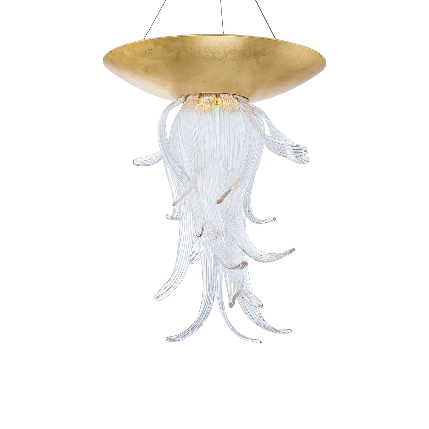 Tendril LED Chandelier in Gold Leaf.