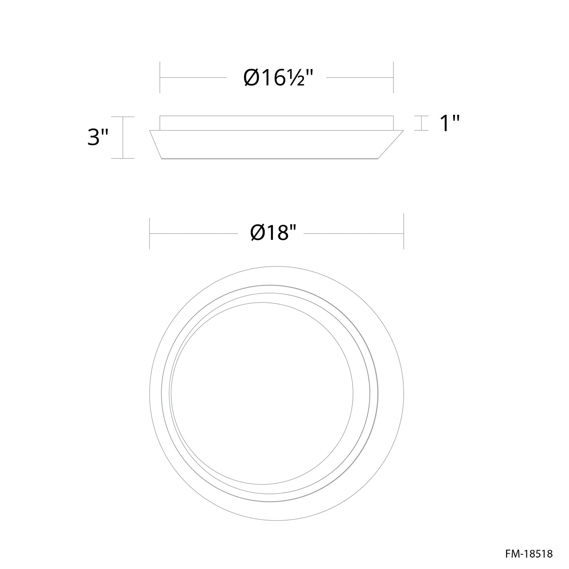 Tinzel LED Flush Mount Ceiling Light - line drawing.