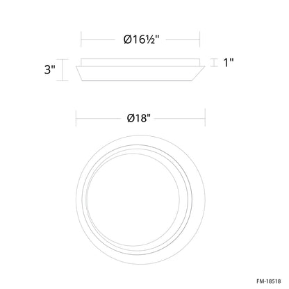 Tinzel LED Flush Mount Ceiling Light - line drawing.