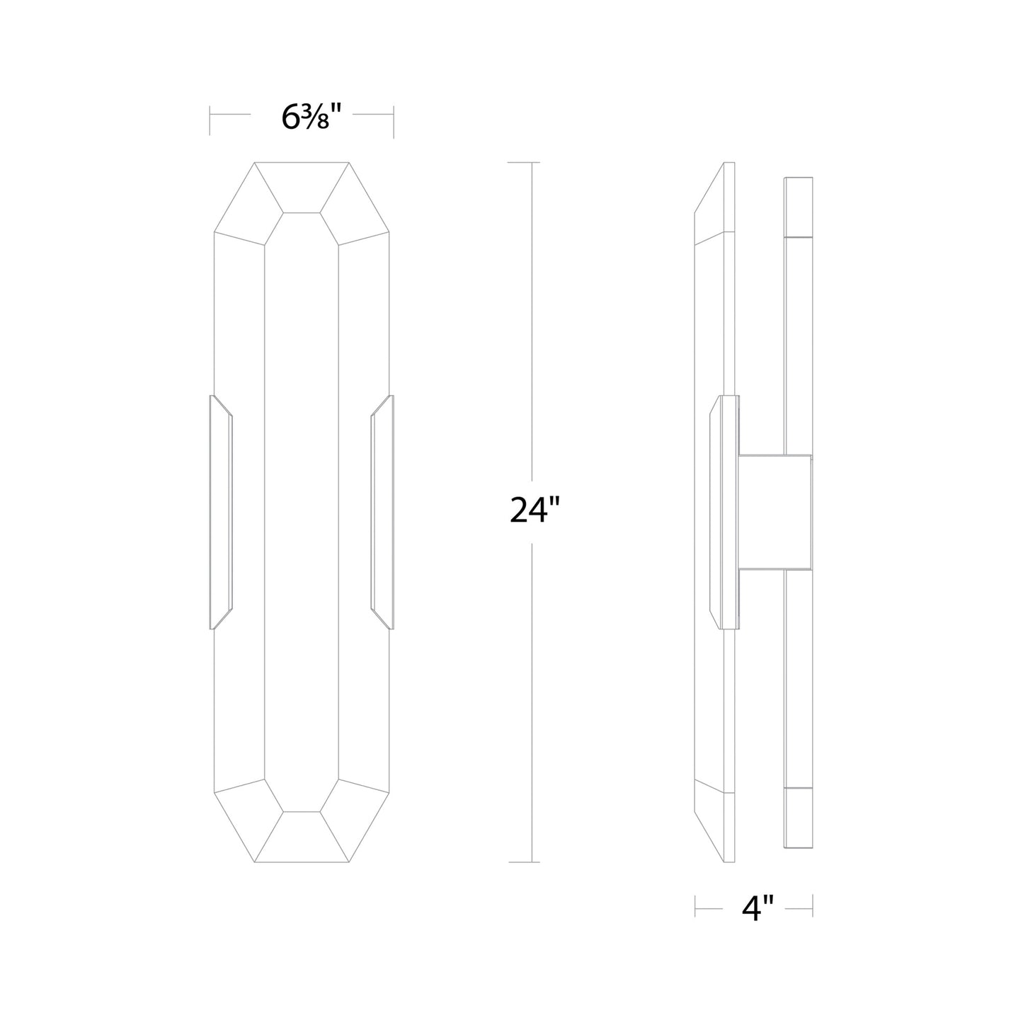 Toulouse LED Wall Light - line drawing.