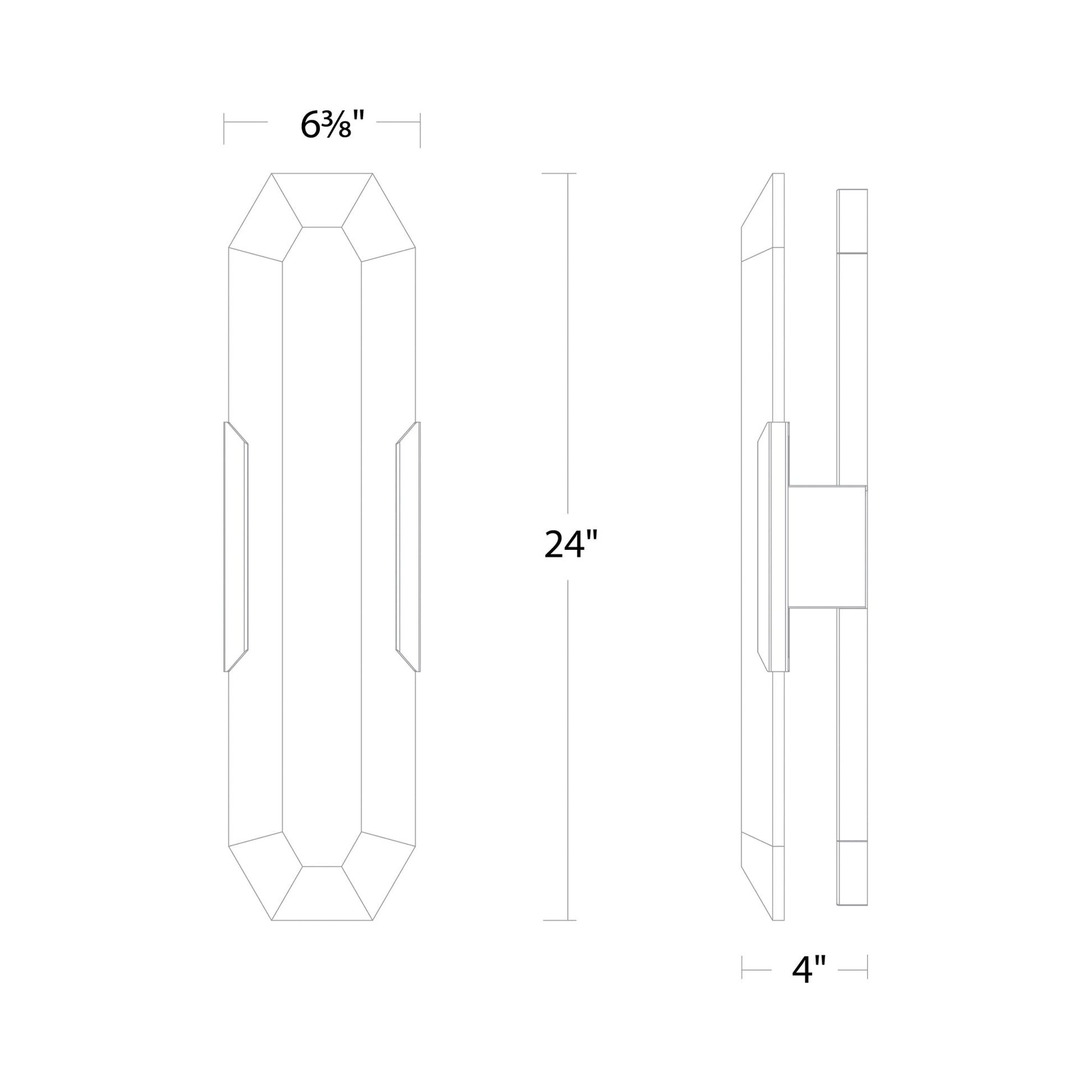 Toulouse LED Wall Light - line drawing.