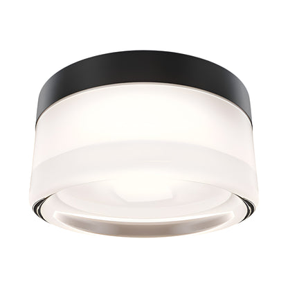 Tuck II Outdoor LED Flush Mount Ceiling Light in Black.