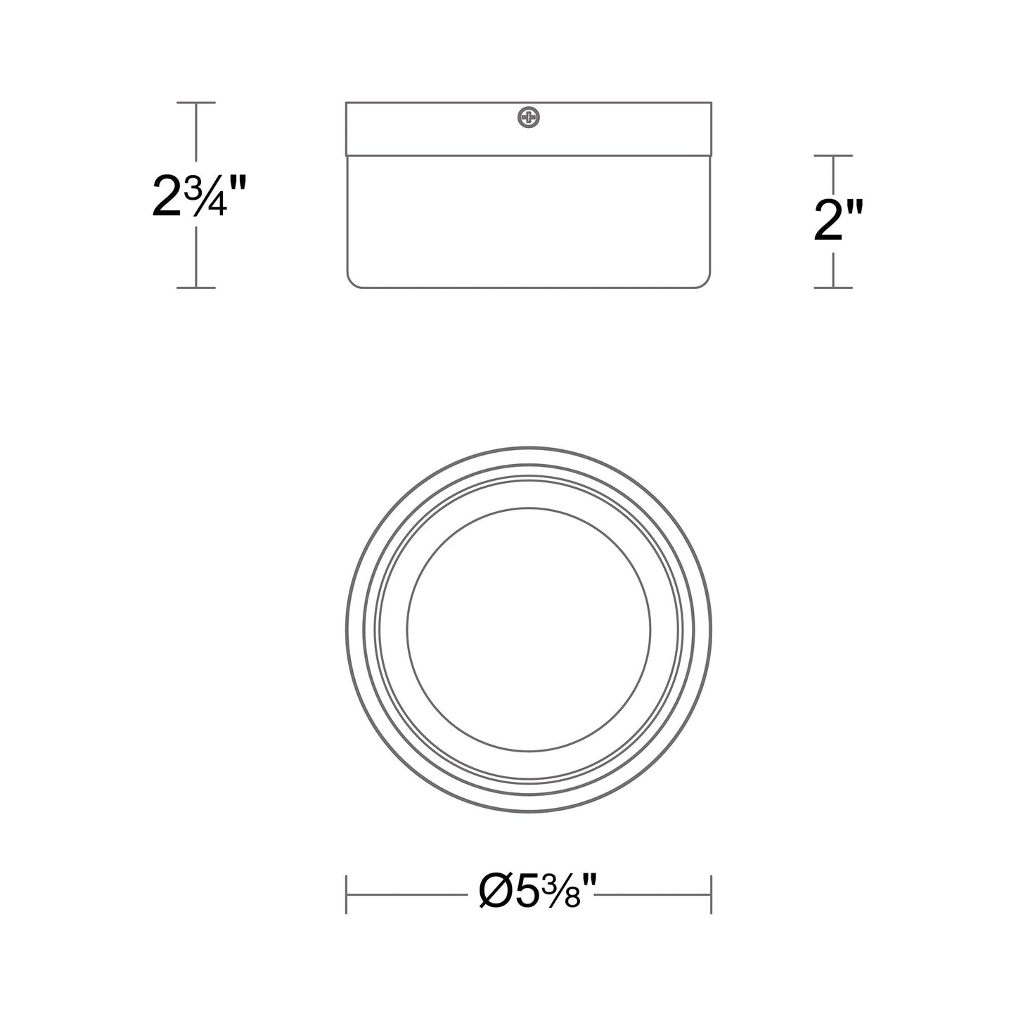 Tuck II Outdoor LED Flush Mount Ceiling Light - line drawing.