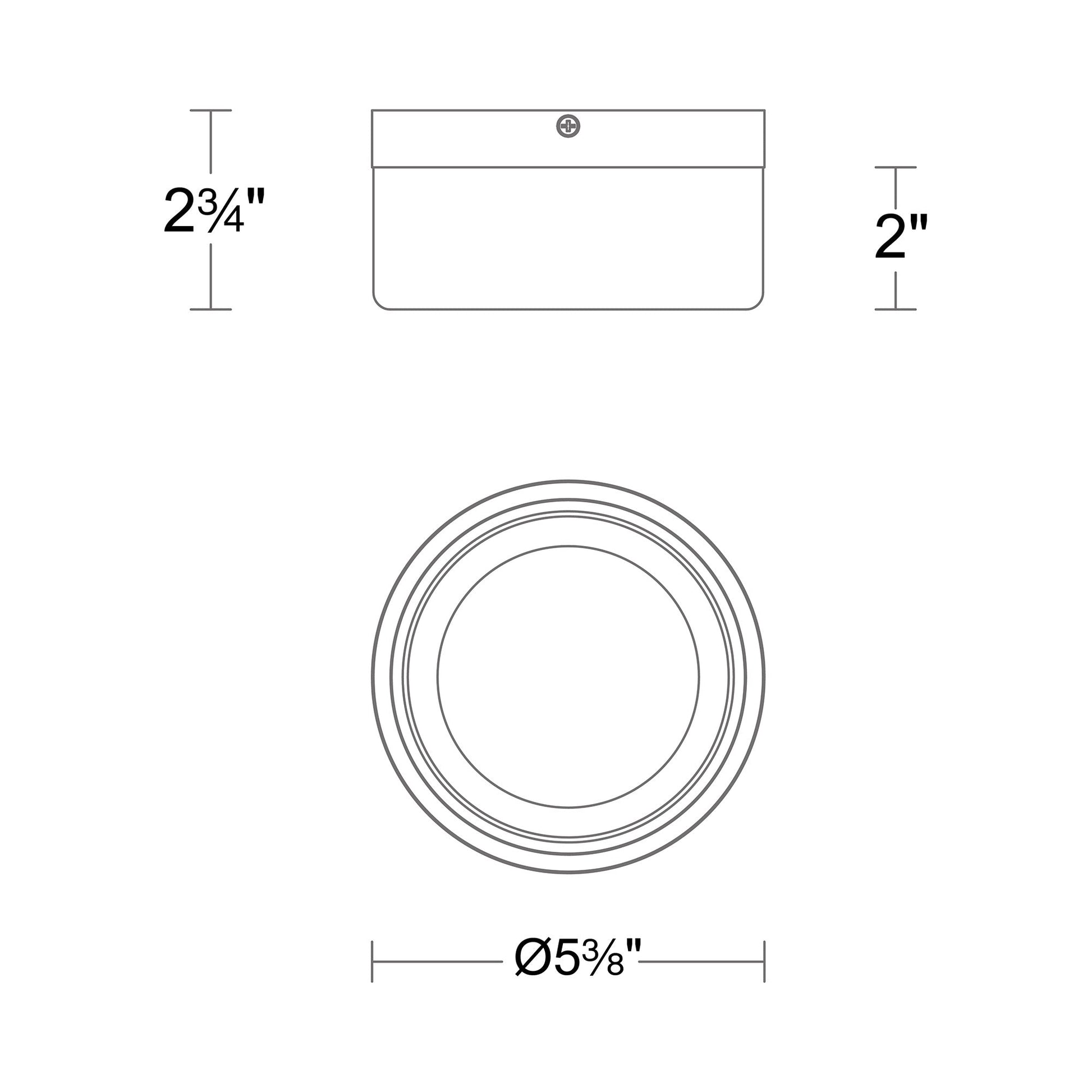 Tuck II Outdoor LED Flush Mount Ceiling Light - line drawing.