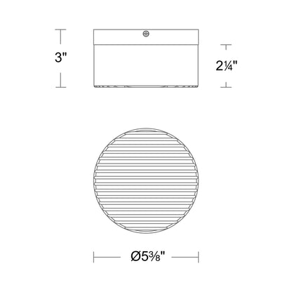 Tuck III Outdoor LED Flush Mount Ceiling Light - line drawing.