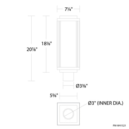 Two If By Sea Outdoor LED Post Light - line drawing.