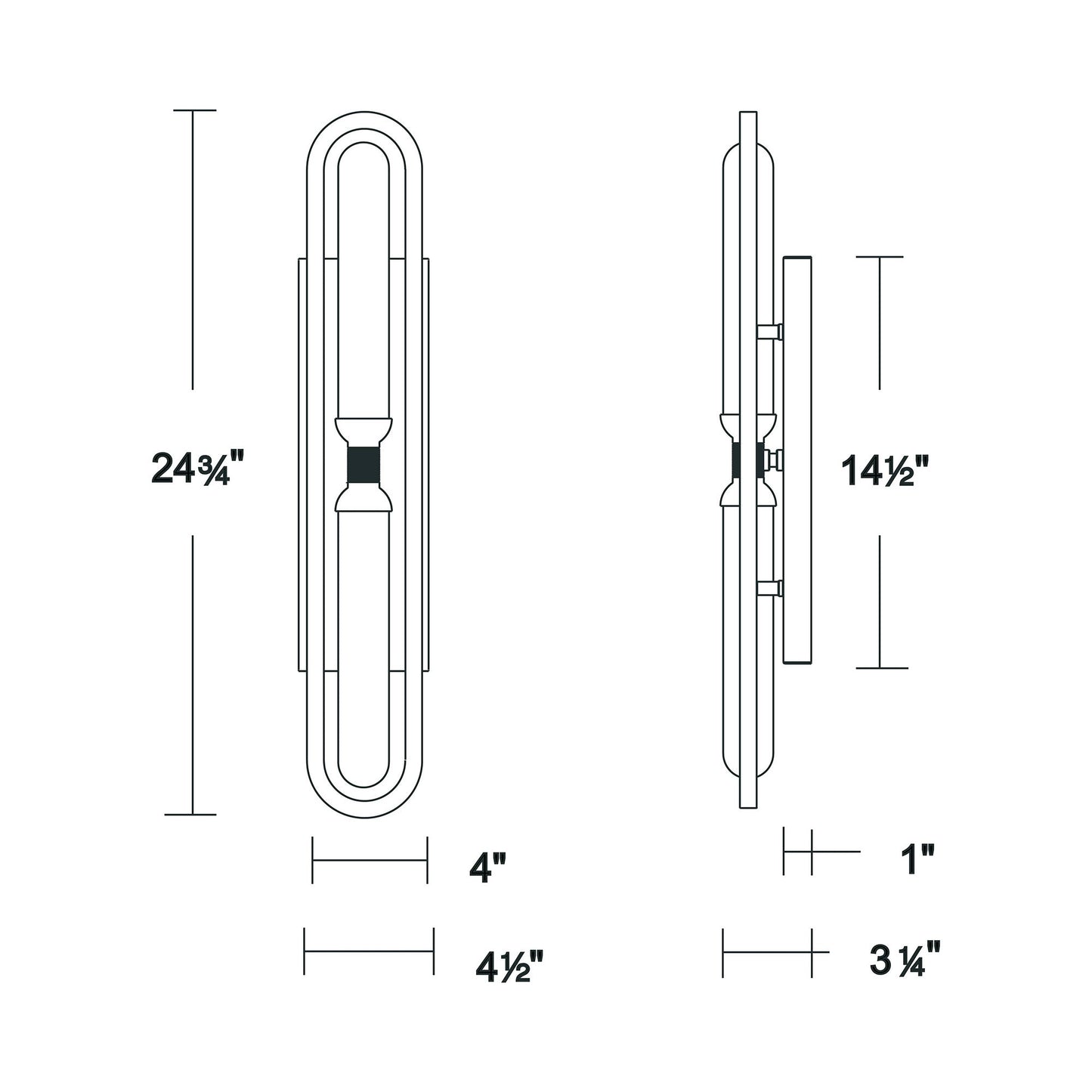 Whitt LED Wall Light - line drawing.