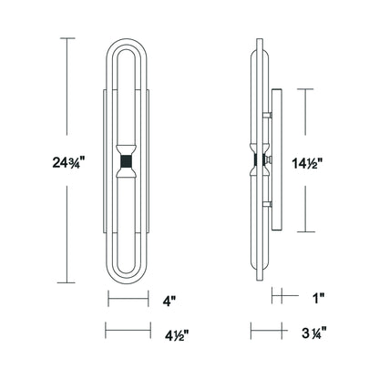 Whitt LED Wall Light - line drawing.