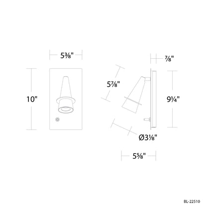 Wizard LED Wall Light - line drawing.