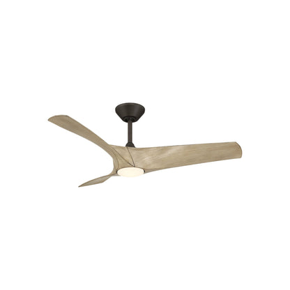 Zephyr Smart Outdoor LED Ceiling Fan in Bronze/White Oak (52-Inch).