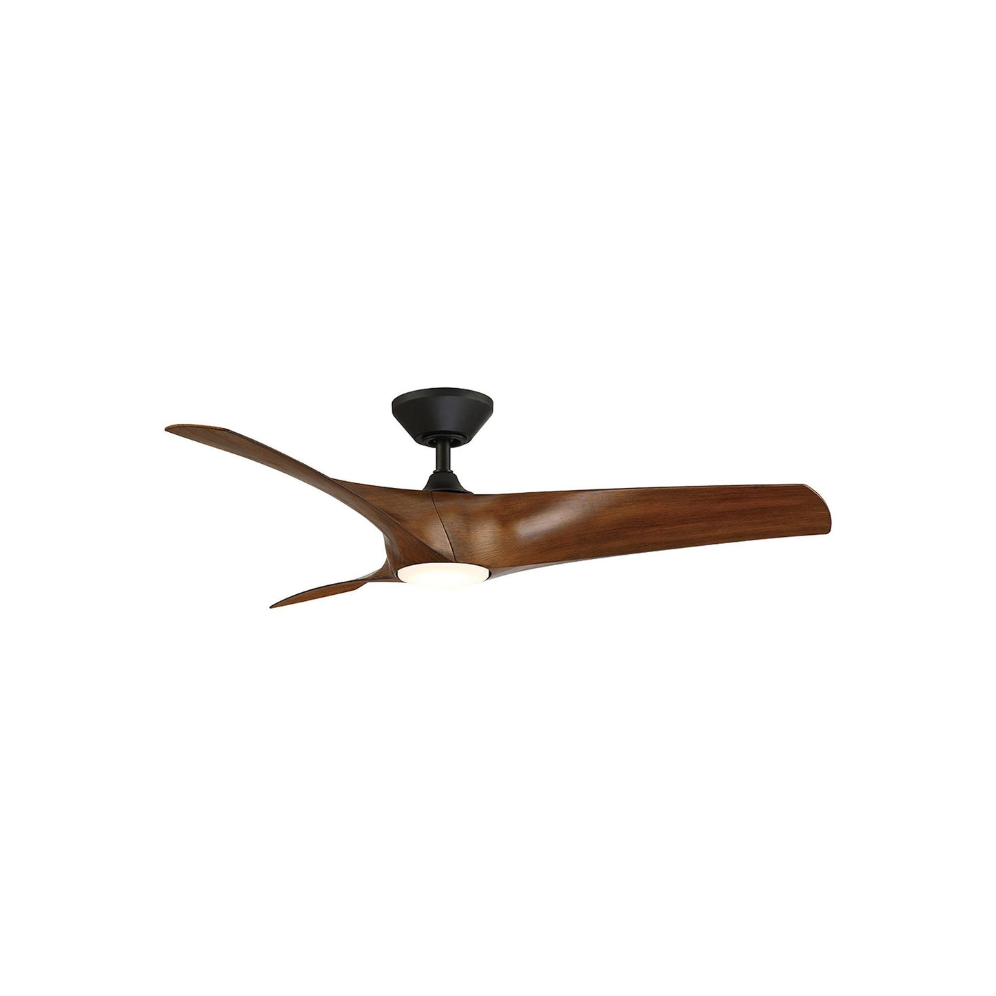 Zephyr Smart Outdoor LED Ceiling Fan in Matte Black/Distressed Koa (52-Inch).