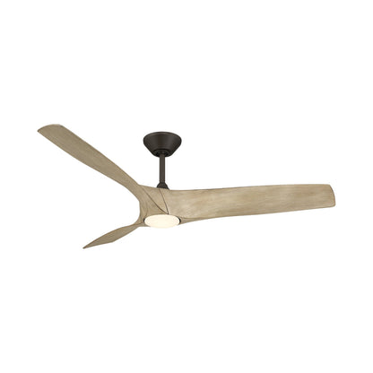 Zephyr Smart Outdoor LED Ceiling Fan in Bronze/White Oak (62-Inch).