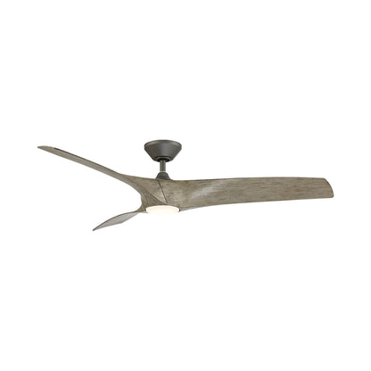 Zephyr Smart Outdoor LED Ceiling Fan in Graphite/Weathered Wood (62-Inch).