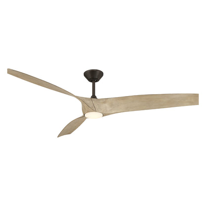 Zephyr Smart Outdoor LED Ceiling Fan in Bronze/White Oak (72-Inch).