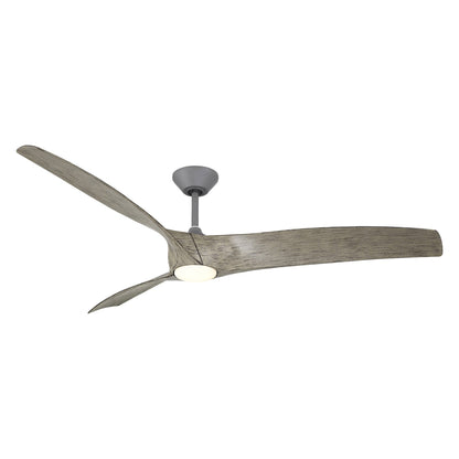 Zephyr Smart Outdoor LED Ceiling Fan in Graphite/Weathered Wood (72-Inch).