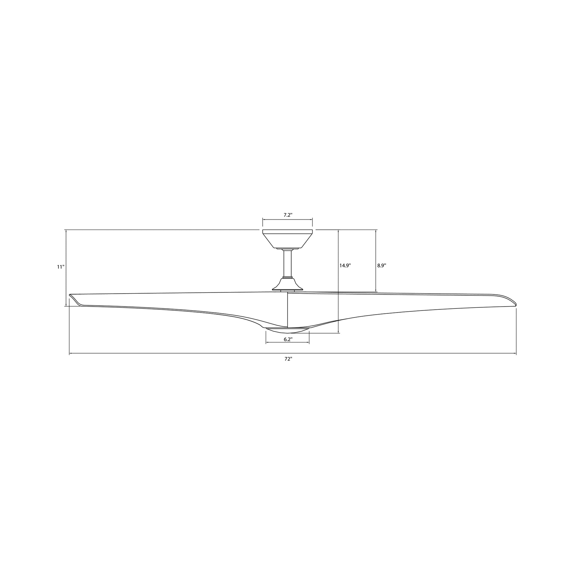 Zephyr Smart LED Ceiling Fan - line drawing.