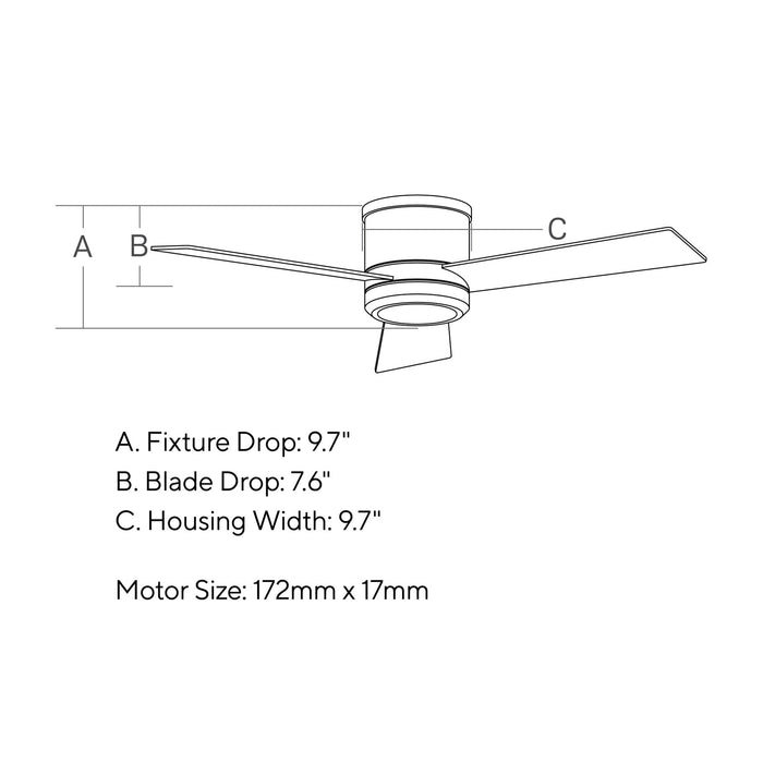Clarity Max LED Ceiling Fan - line drawing.