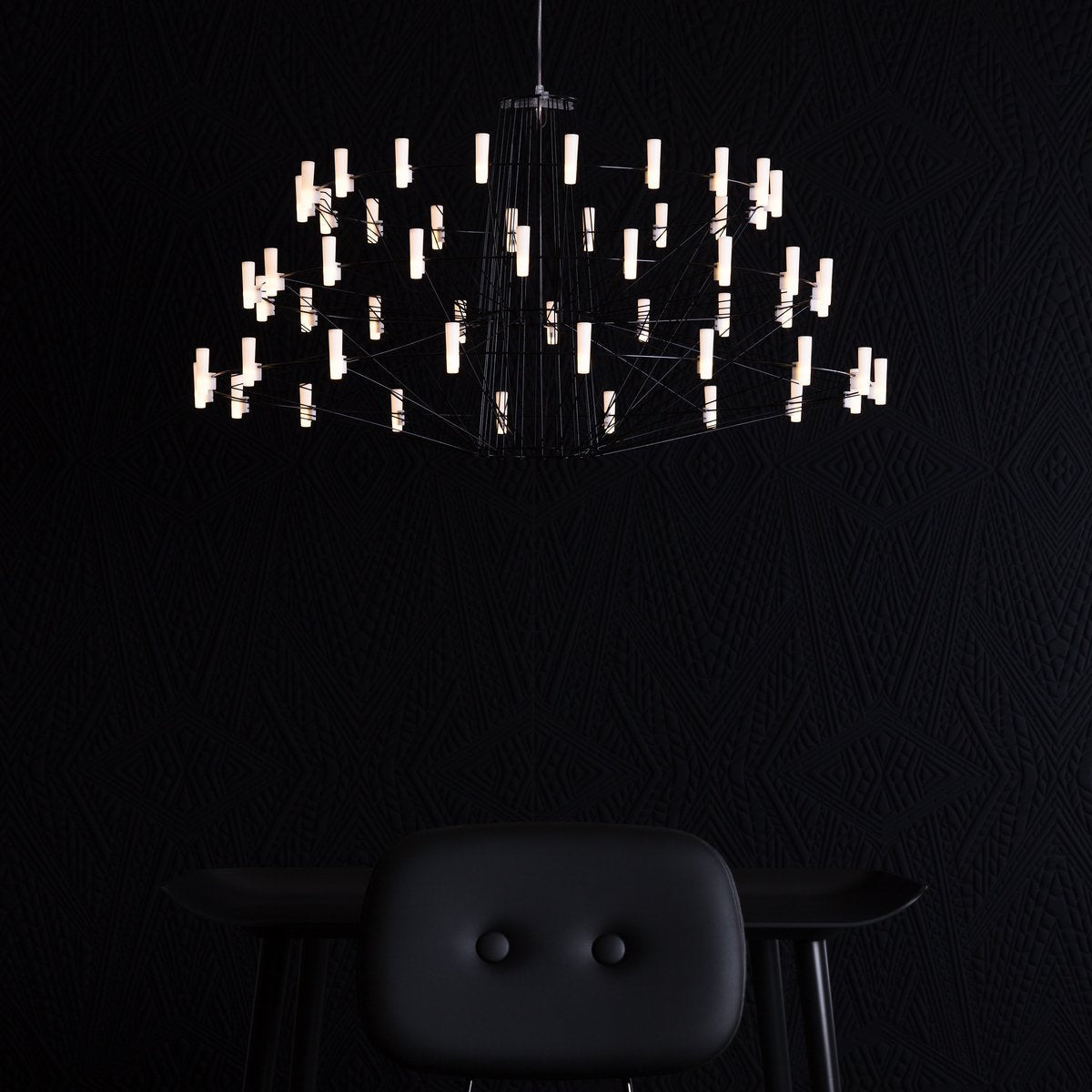 Coppelia LED Chandelier in dining room.