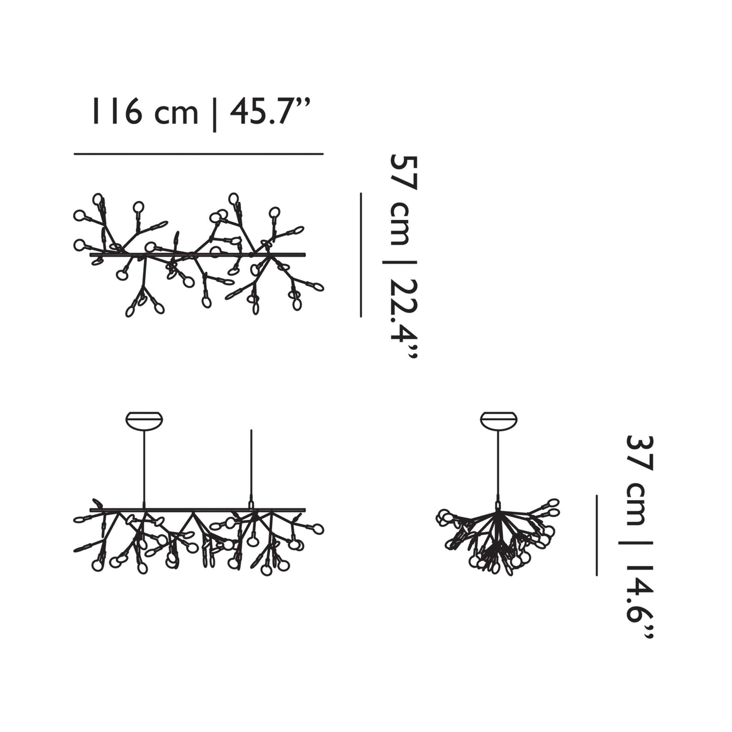 Heracleum III Endless LED Pendant Light - line drawing.