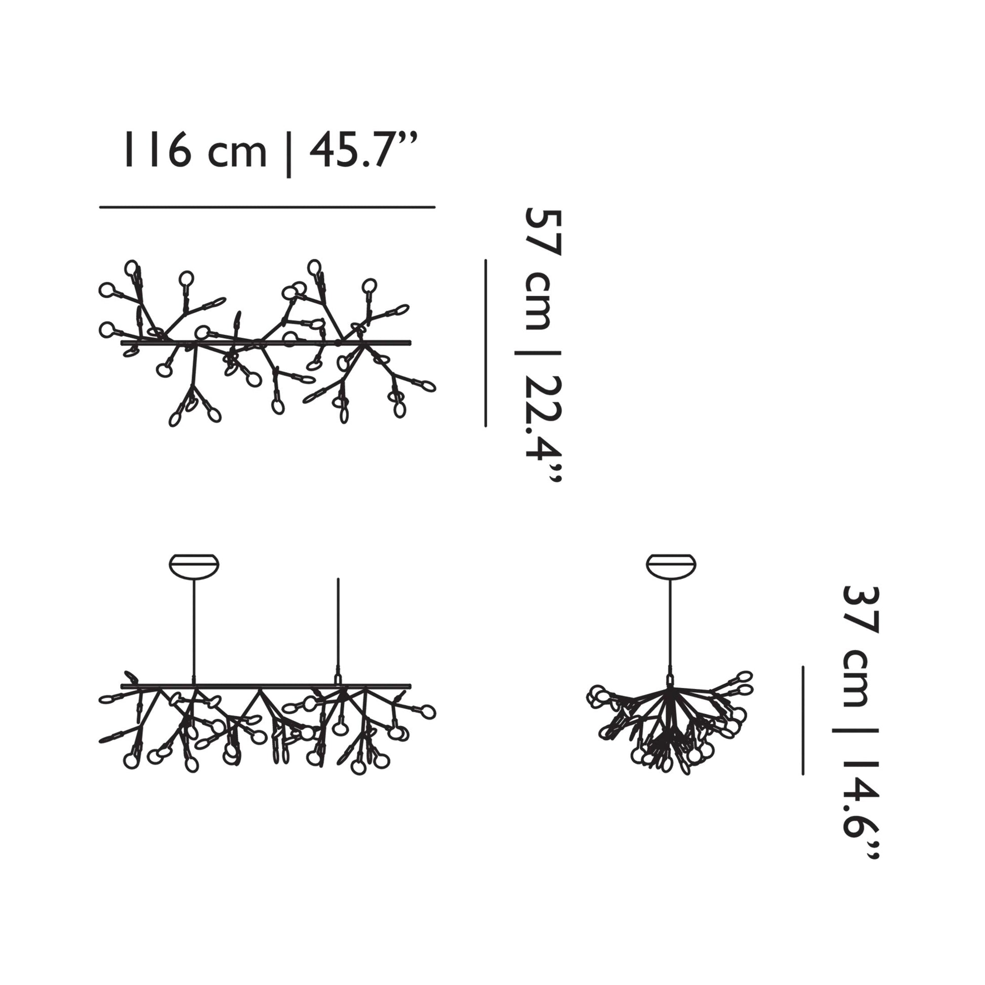 Heracleum III Endless LED Pendant Light - line drawing.